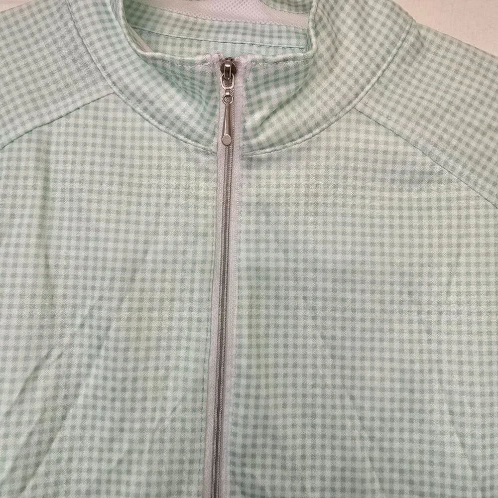 Pebble Beach Dry Luxe‎ Performance Long Sleeve Golf Tennis 1/4 Zip Gingham Sz L